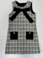 Tweed Dress With Bow And Pockets