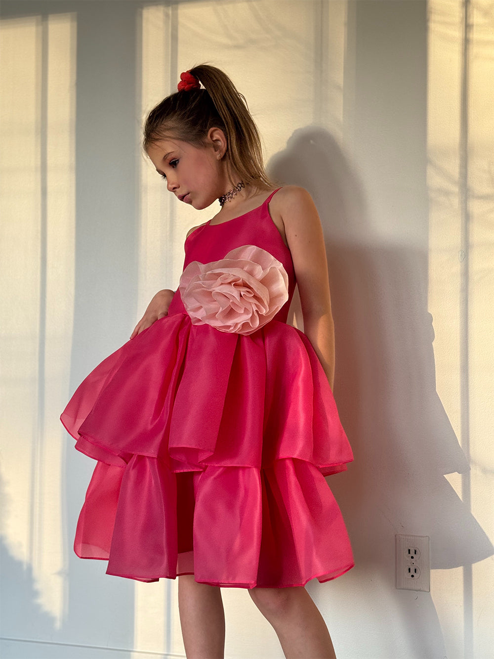 Organza Festive Dress With Removable Flower