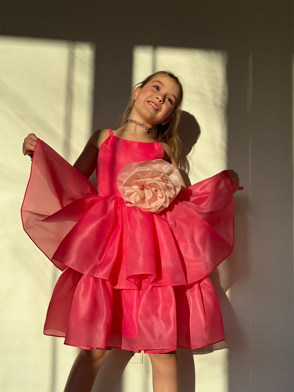 Organza Festive Dress With Removable Flower