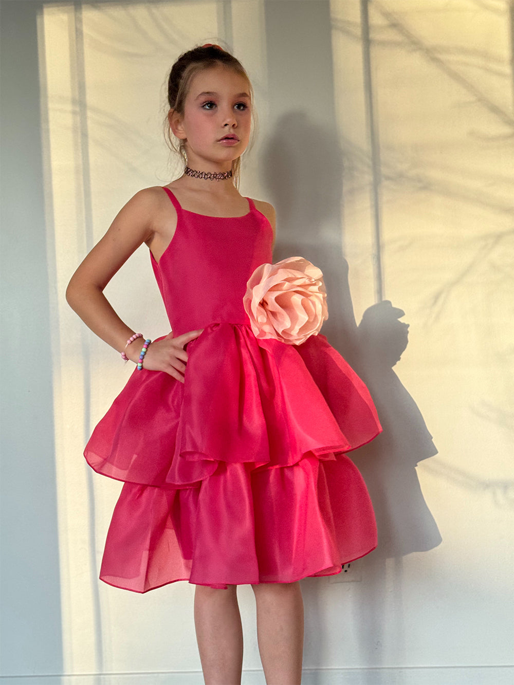 Organza Festive Dress With Removable Flower