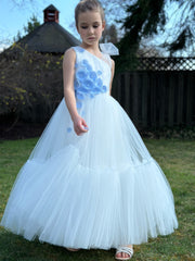 Dress With Organza Flowers And Swarovski Beads