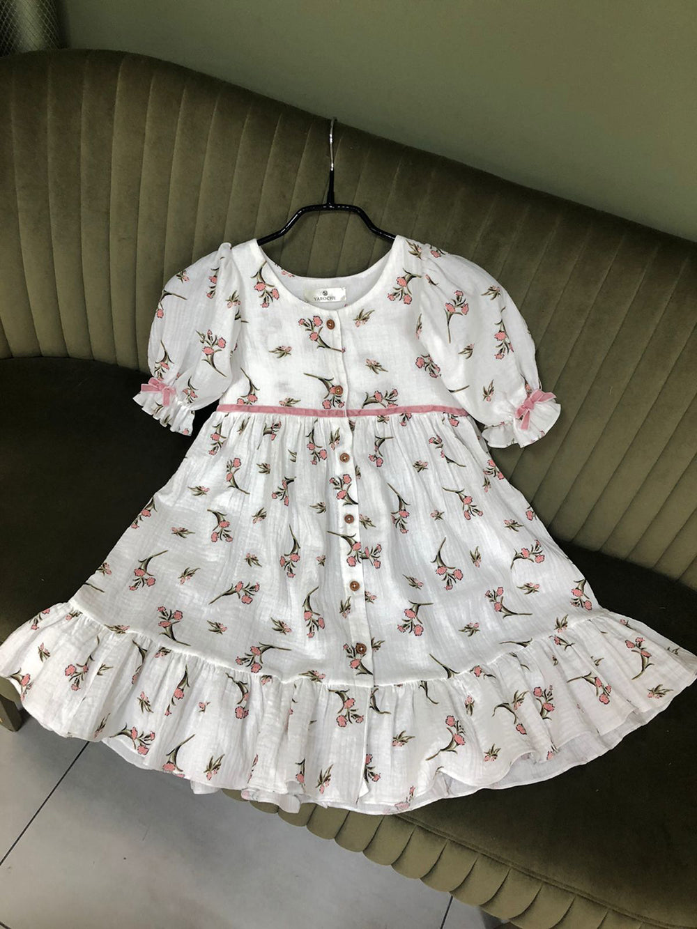 Muslin Dress With Buttons Printed