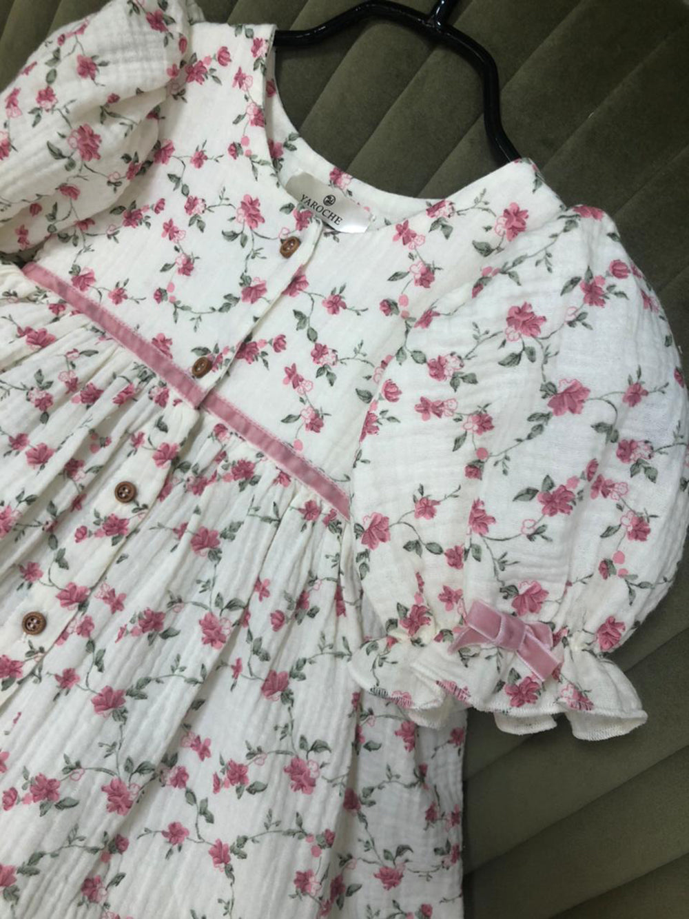 Muslin Dress With Buttons Printed