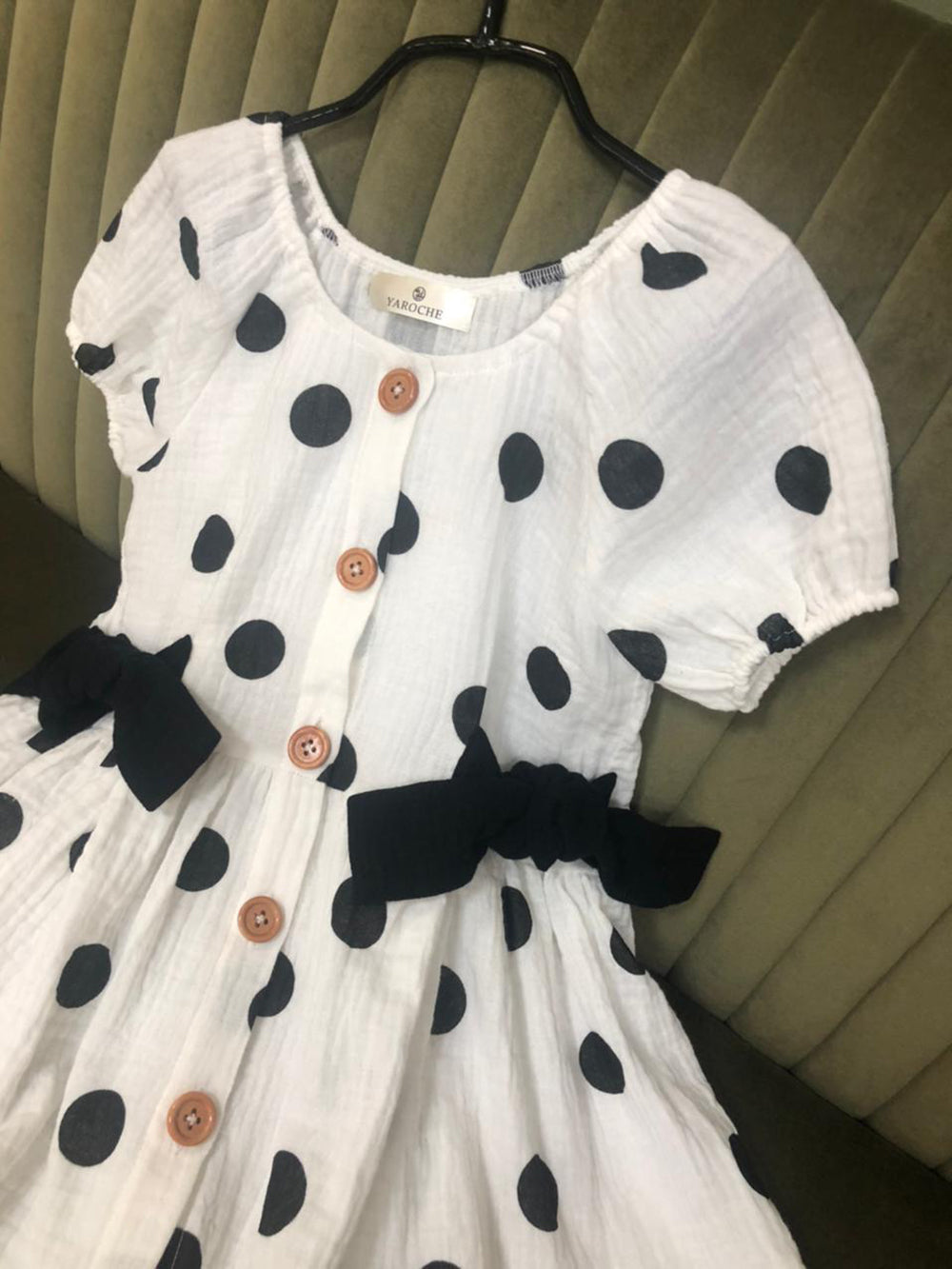 Muslin Dress With Buttons Printed