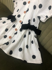 Muslin Dress With Buttons Printed