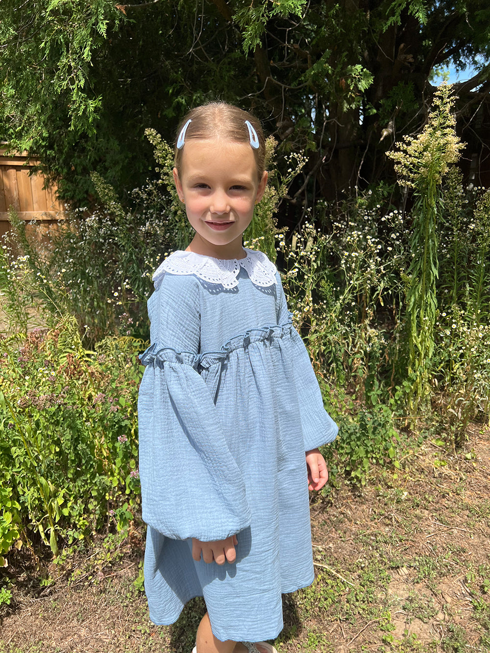 Muslin Dress With Embroidered Collar