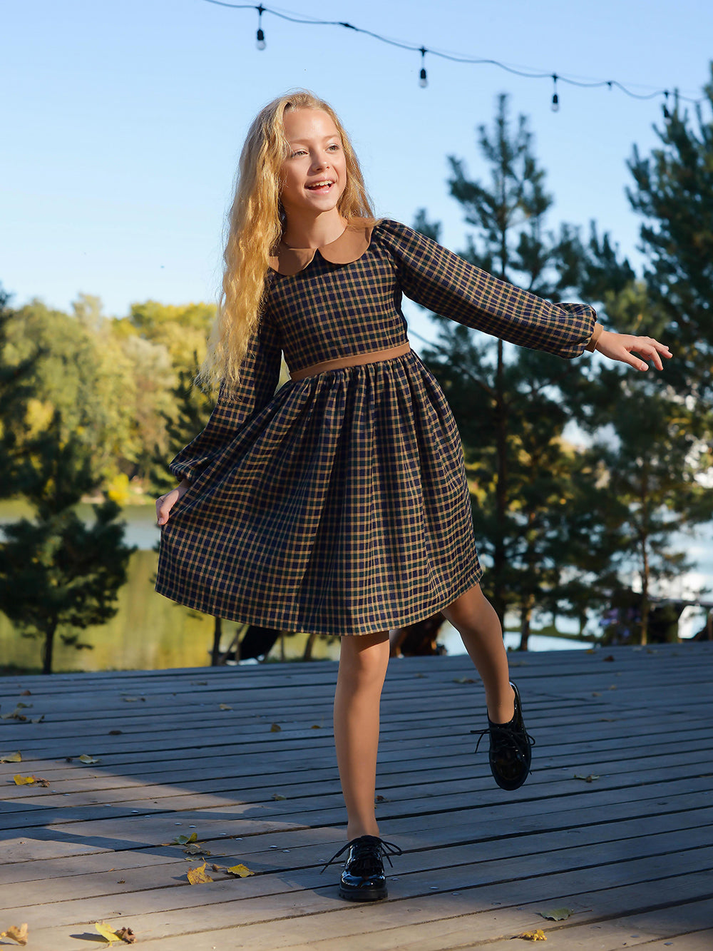 Checkered Dress with Collar