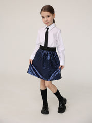 Sequin Skirt And Shirt With Detachable Tie