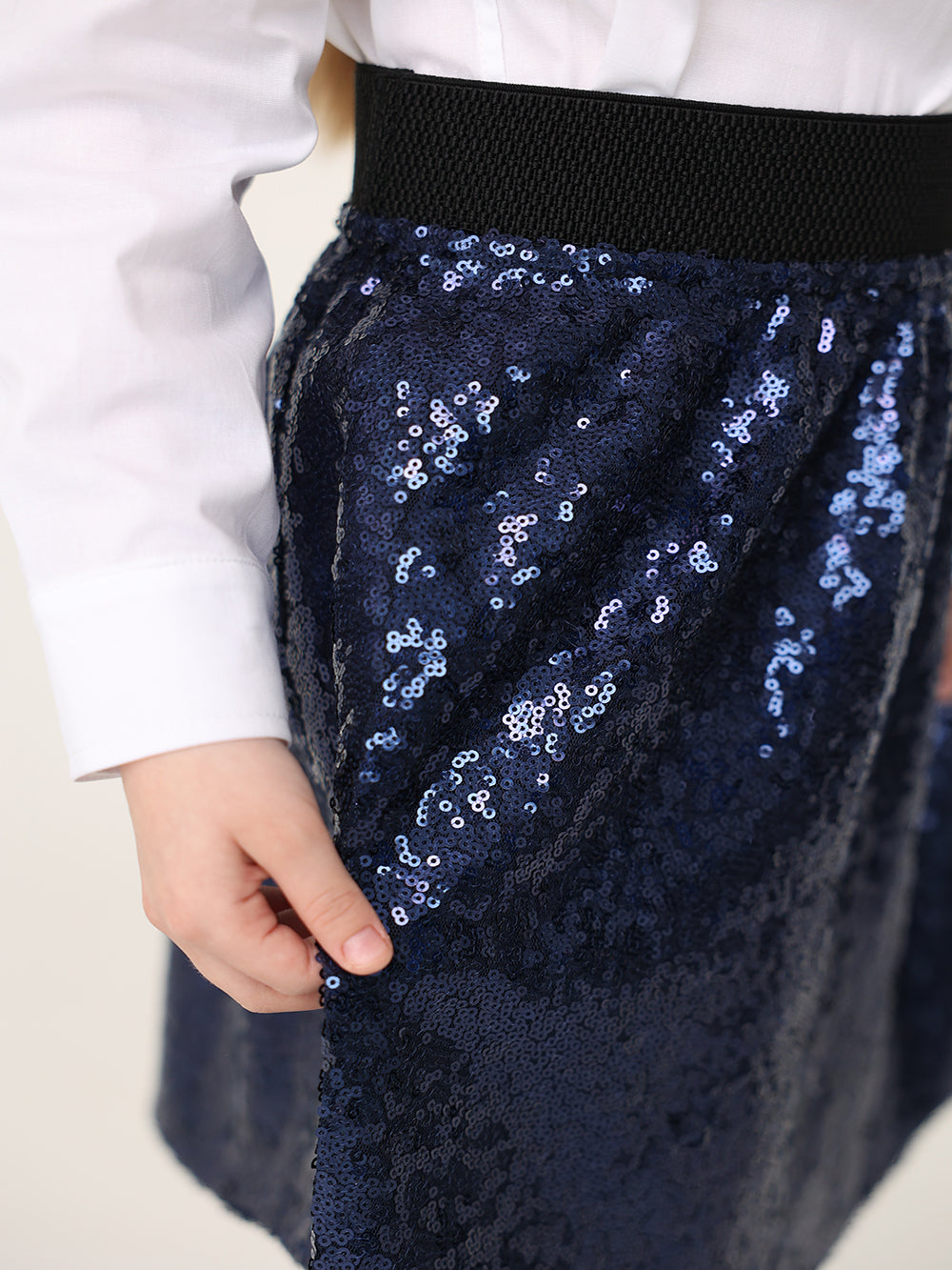 Sequin Skirt And Shirt With Detachable Tie