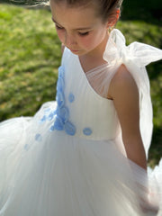 Dress With Organza Flowers And Swarovski Beads