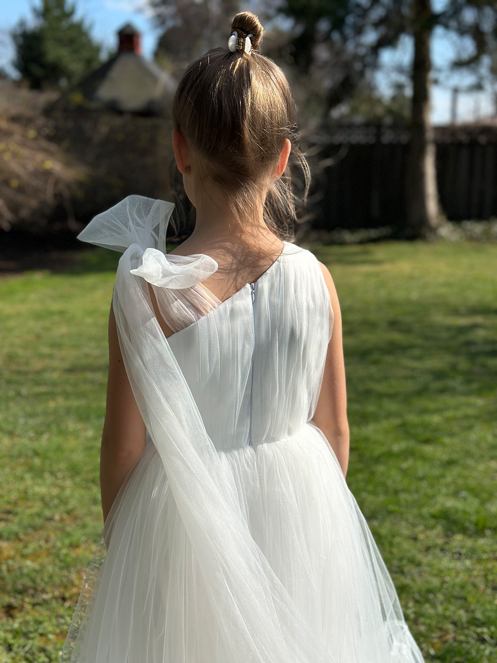 Dress With Organza Flowers And Swarovski Beads