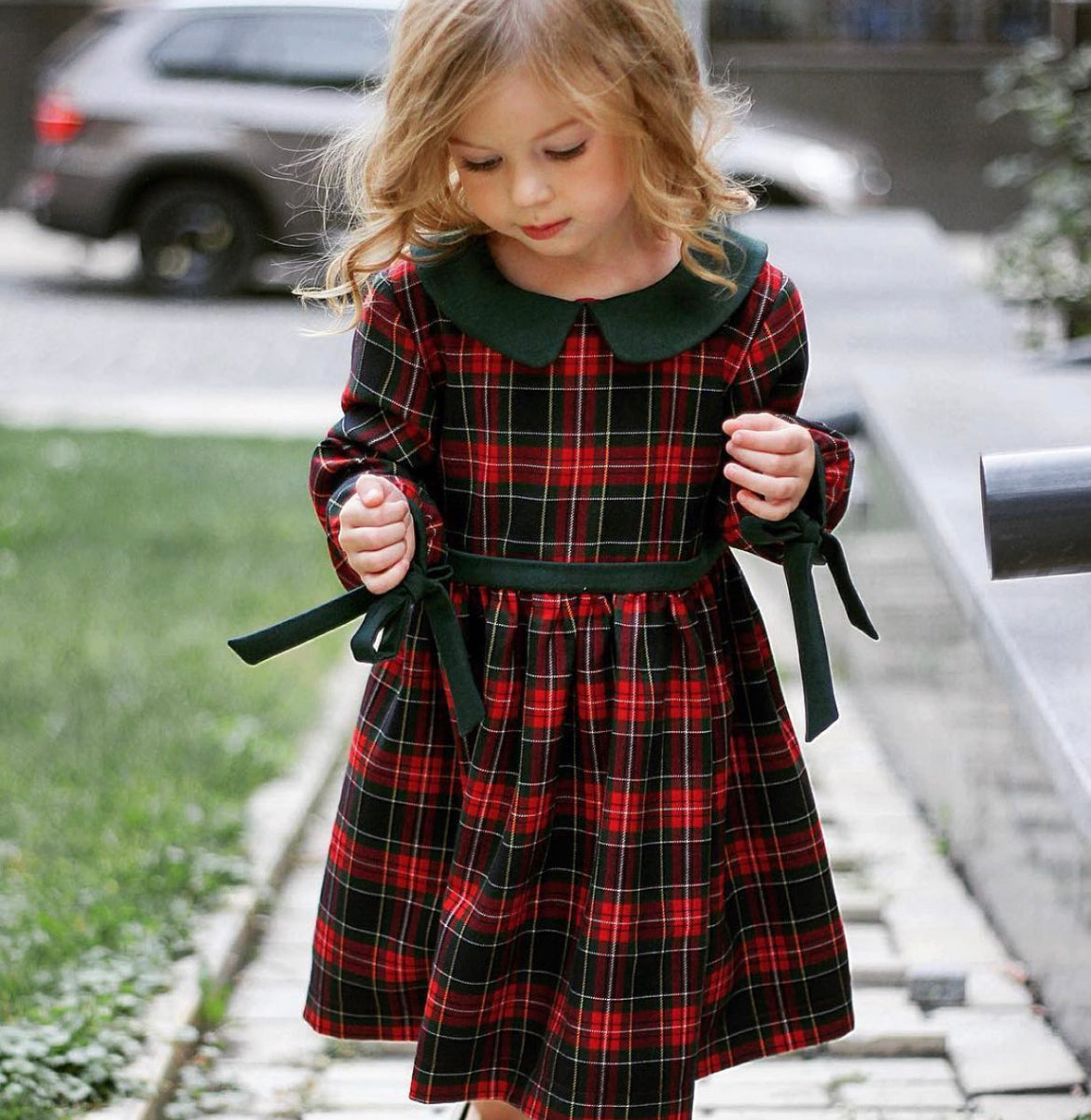 Checkered Dress with Collar