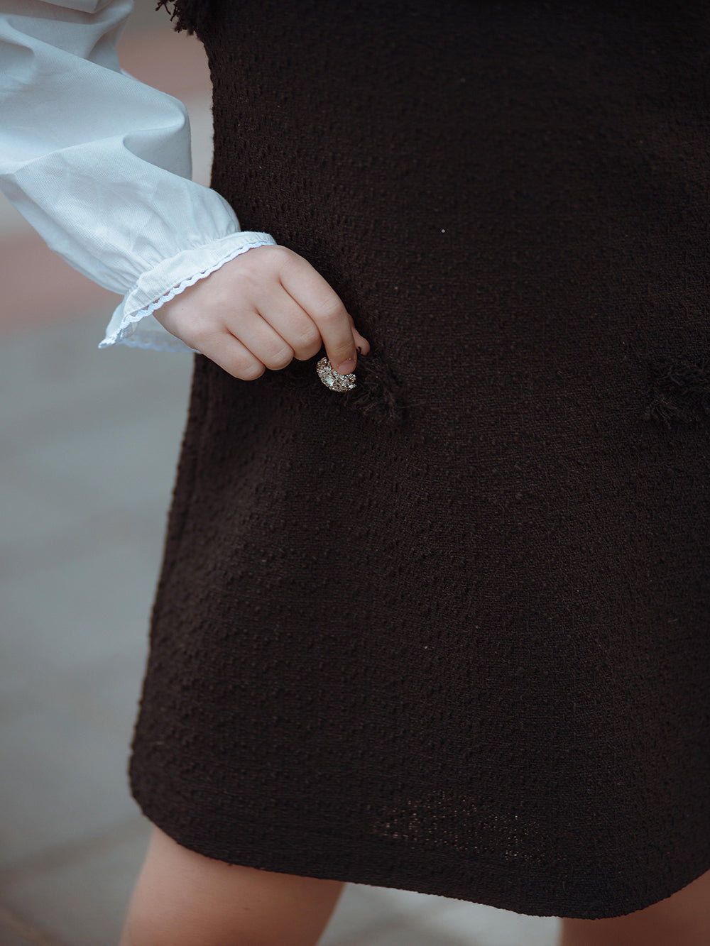 Tweed Pinafore with a Lining and the Cotton Blouse Set