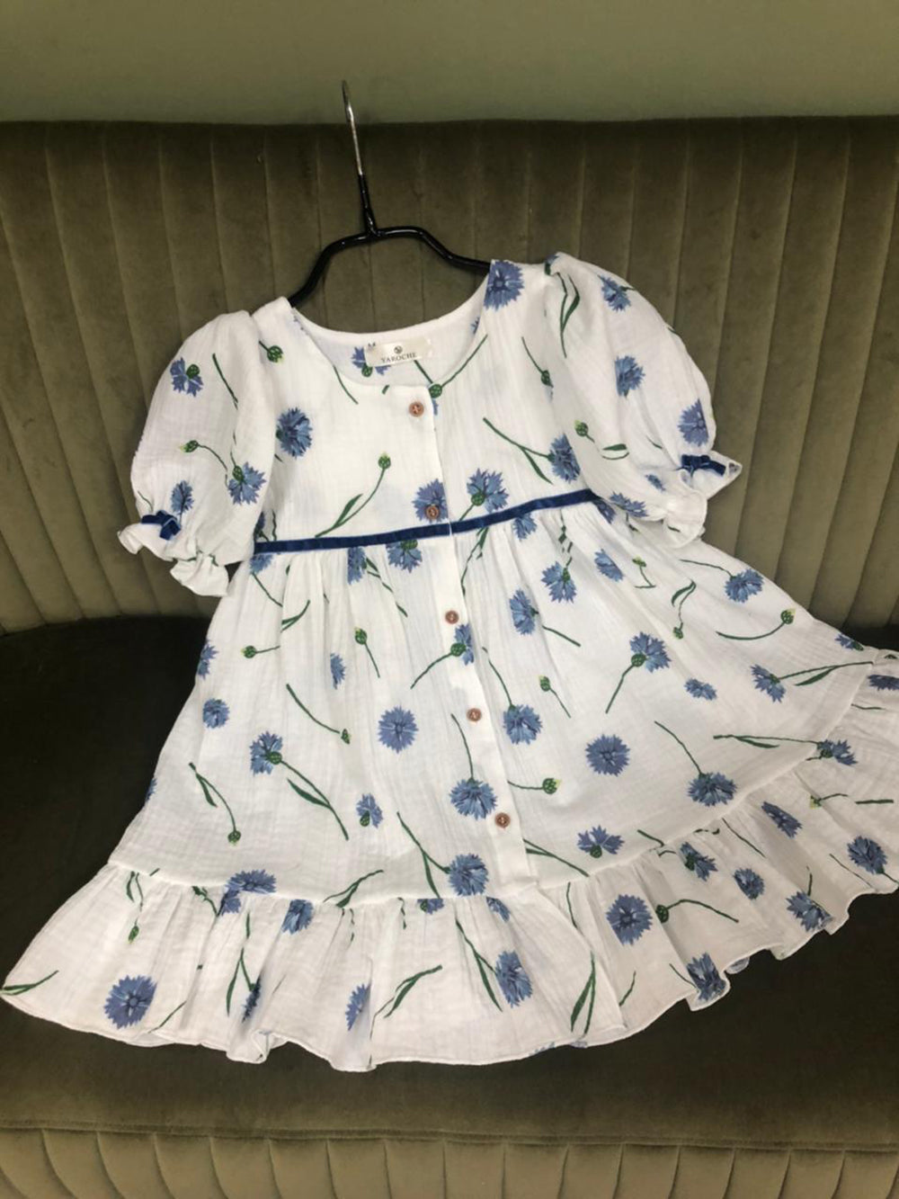 Muslin Dress With Buttons Printed