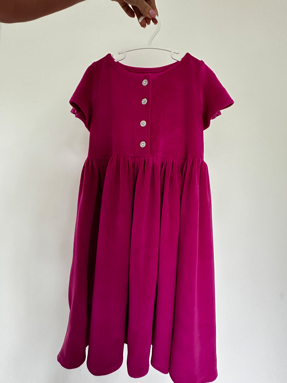 Short-Sleeved Velour Dress