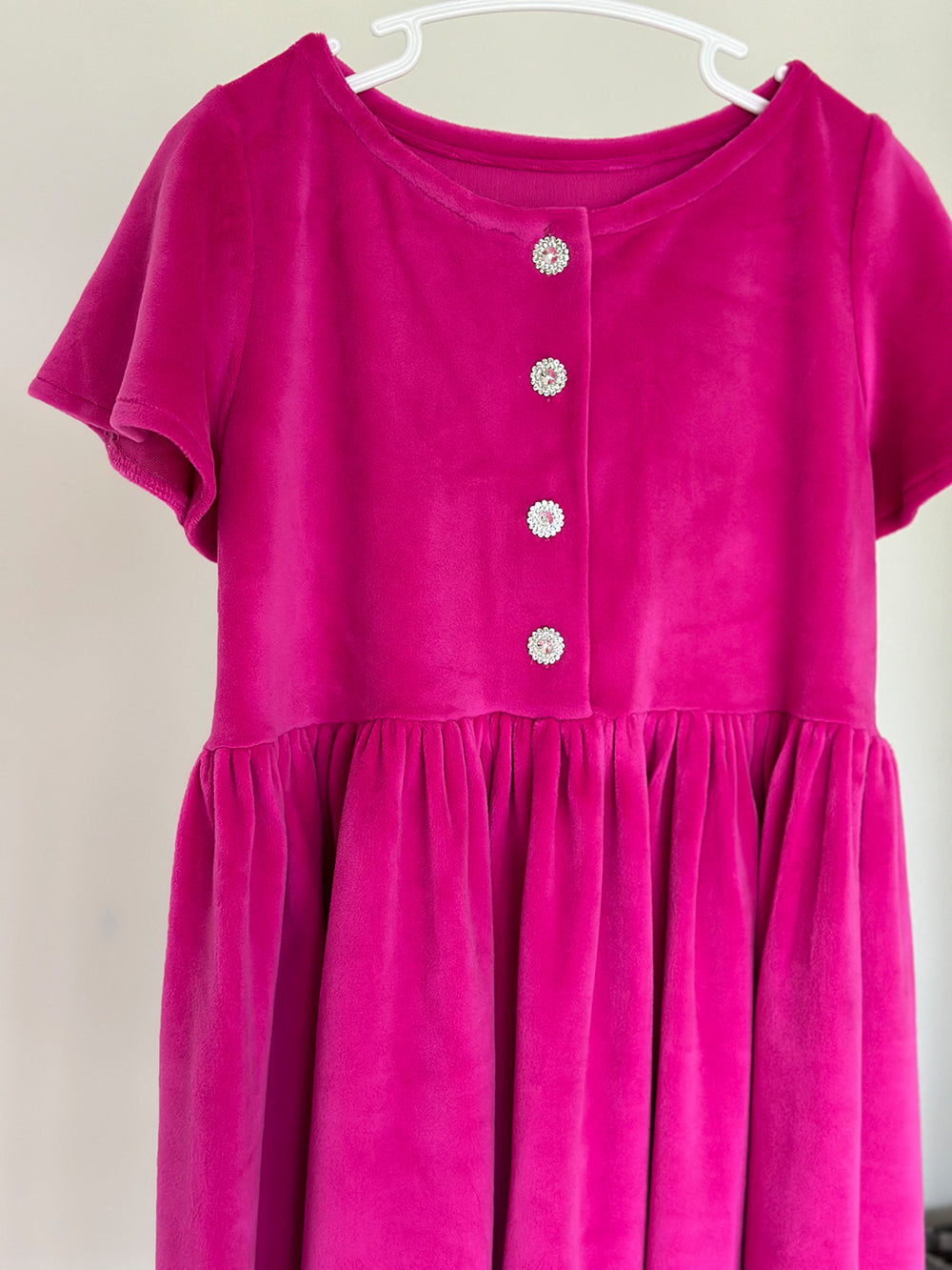 Short-Sleeved Velour Dress