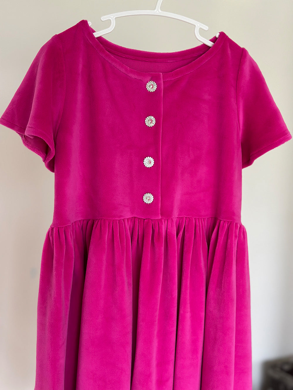 Short-Sleeved Velour Dress