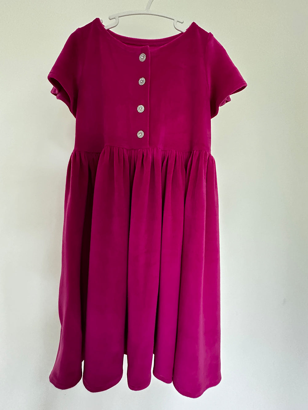 Short-Sleeved Velour Dress