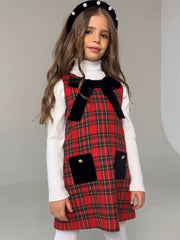 Pinafore With Bow And Pockets